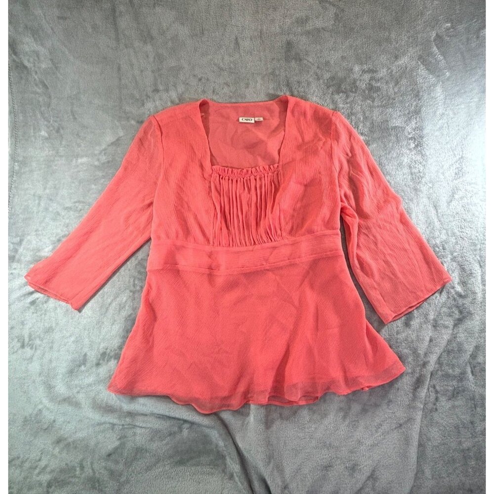 Cato Women's XL Blouse vibrant Coral color top w/ Lining and stylish 3/4 Sleeves